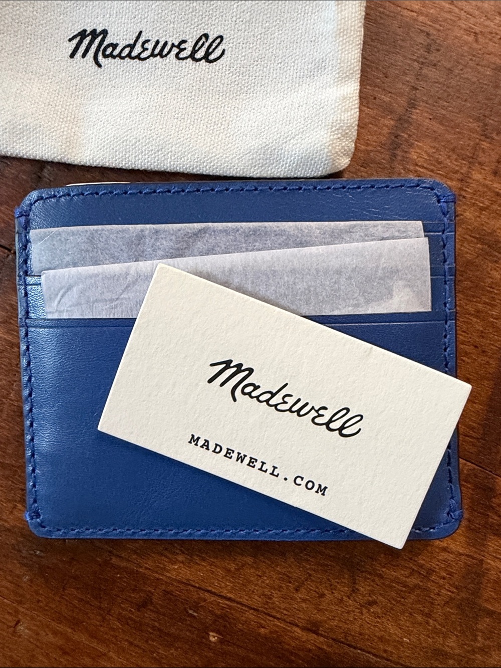 Madewell NWT Curved Card Case Leather Slim Glazed Walnut - Picture 7 of 7